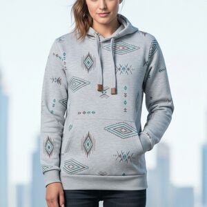 Warehouse Gray Geometric Women's Hoodie